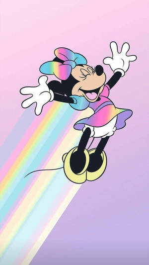 Fondo de pantalla de arte caricaturesco de Minnie Mouse en arcoíris pastel — Arcoíris pastel Fondos de pantalla