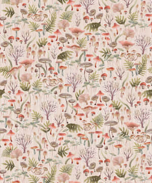 Arte de acuarela de hongo lindo vintage — Champiñón lindo Fondos de pantalla