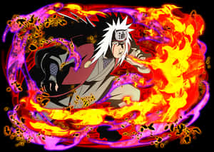 Arte de anime de Jiraiya y su técnica de fuego