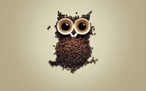 Fondo de pantalla de arte de café con búho lindo