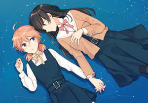 Fondo de pantalla de arte de constelación de lesbianas anime — Anime lesbiana Fondos de pantalla