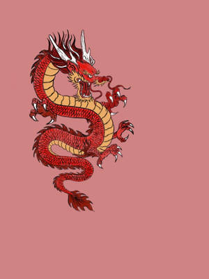 Arte de dragón japonés con cuernos rojos — Dragón japonés Fondos de pantalla