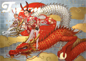 Arte de dragón japonés con escamas doradas — Dragón japonés Fondos de pantalla