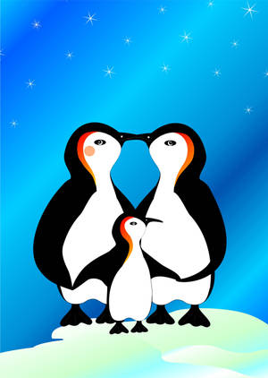 Fondo de pantalla de arte de familia de pingüinos — OnePlus Pad 3 Pro Fondos de pantalla