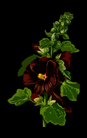 Arte de flor de pensamiento rojo oscuro