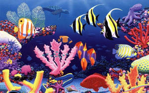 Fondo de pantalla de arte de peces lindos y geniales