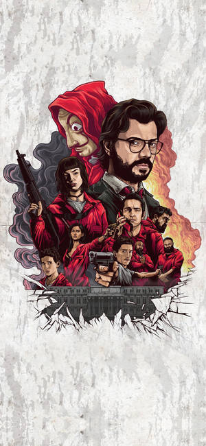 Fondo de pantalla de arte de póster de La Casa de Papel — iPhone 15 Plus Fondos de pantalla