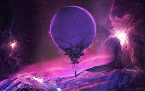 Fondo de pantalla de arte digital de luna galáctica titilante — Galaxia luna Fondos de pantalla