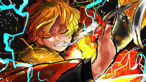 Arte digital de Zenitsu de Demon Slayer — Demon slayer zenitsu Fondos de pantalla