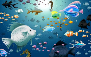 Fondo de pantalla de arte digital de peces geniales