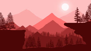 Fondo de pantalla de arte digital de montaña roja