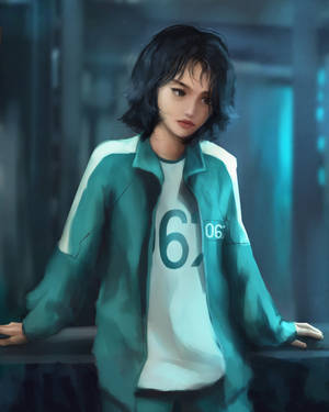 Fondo de pantalla de arte digital del jugador 067 de Squid Game — 067 squid game Fondos de pantalla