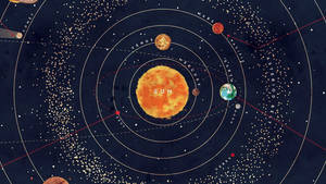 Fondo de pantalla de arte espacial del sistema solar en rojo y azul