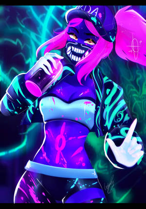 Fondo de pantalla de Arte Gráfico LoL KDA Akali — Oppo Pad 4 Pro Fondos de pantalla