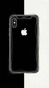 Un dibujo minimalista en blanco y negro de un iPhone XR, elegante papel tapiz artístico.