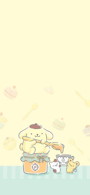 Fondo de pantalla de arte minimalista de Pompompurin — iPhone 18 Fondos de pantalla