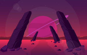 Fondo de pantalla de arte vectorial de Stonehenge rosa