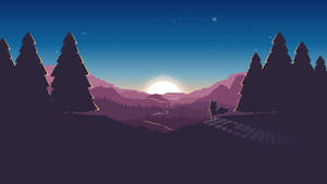 Fondo de pantalla de arte vectorial de zorro al atardecer — Amanecer Fondos de pantalla