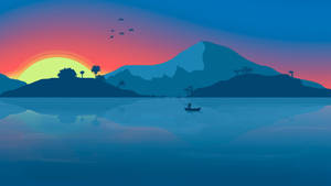 Fondo de pantalla 4K minimalista de montaña y lago.