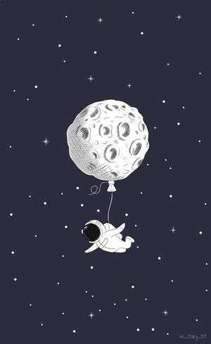 Astronauta Caricatura y Globo Lunar
