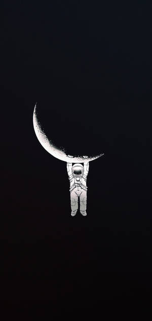 Astronauta Colgado de la Luna Negro Genial — Galaxy S22 Ultra Fondos de pantalla