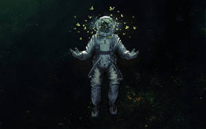 Fondo de pantalla de astronauta espacial estético con mariposas — Estética espacial Fondos de pantalla