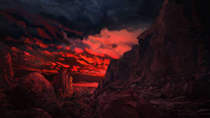 Fondo de pantalla Atardecer en la Montaña Roja