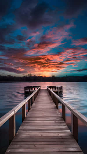 lago al atardecer, pasarela de madera, lago tranquilo, paisaje sereno, reflejo del atardecer, naturaleza apacible, cielo crepuscular, agua calmada, hora dorada, fotografía de naturaleza, atardecer escénico, tranquilidad al aire libre, paisaje romántico, vista de lago soñadora, malecón al atardecer, puesta de sol pacífica, agua reflectante, cielo vespertino, armonía natural, lago silencioso