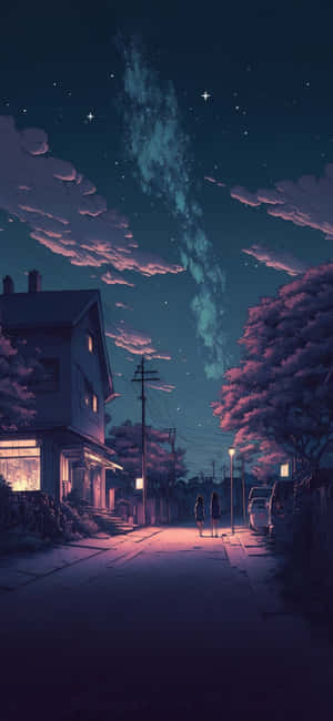 Fondo de pantalla de atardecer sereno con estética anime — iPhone 13 Mini Fondos de pantalla
