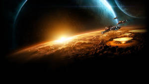 Fondo de pantalla de aterrizaje planetario en el juego de estrategia Starcraft