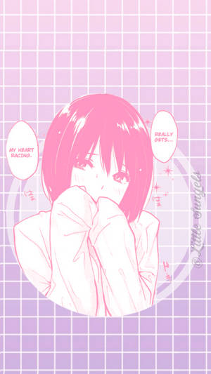 Fondo de pantalla de linda chica anime estética rosa.