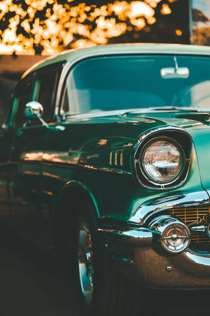 Fondo de pantalla de auto retro estético verde — Estética retro Fondos de pantalla