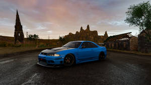Autos JDM azules al aire libre