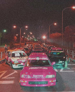 Autos JDM granulados de noche