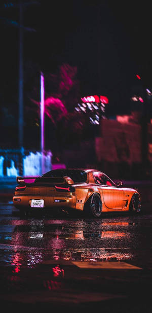 Autos JDM Naranja Estética Nocturna