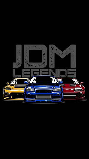 Autos JDM sobre fondo negro
