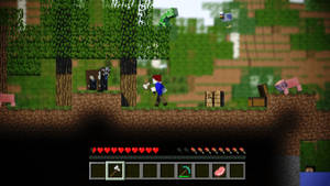 Fondo de pantalla de Minecraft de personaje en escenario de juego gráfico 3D