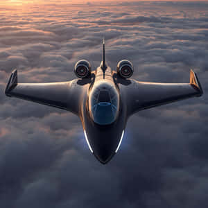 futurista,aeronave,jet,avión,aviación,nubes,cielo,vuelo,tecnología,atardecer,paisaje de nubes,aéreo,moderno,transporte,innovación,futuro,avión de negocios,viaje,lujo,alta tecnología — Cielo despejado Fondos de pantalla