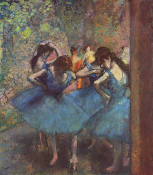 Fondo de pantalla de Bailarinas en Azul Pintadas por Edgar Degas — Azul oscuro aesthetic Fondos de pantalla
