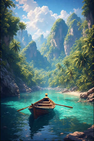 playa,barco de cola larga,acantilados,selva,tropical,palmera,agua esmeralda,paraíso,viaje,4K — Playa Fondos de pantalla