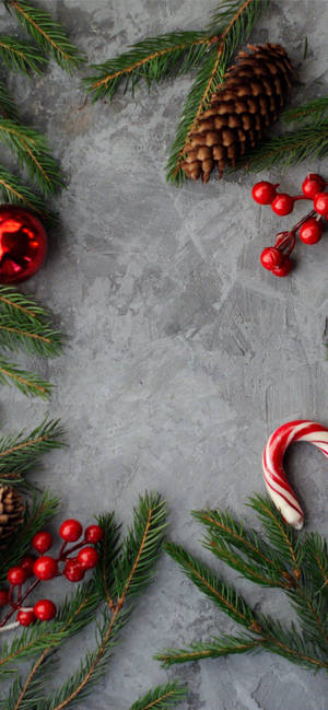 Fondo de pantalla Bastón de Caramelo y Pinos Navideños — iPhone 18 Pro Fondos de pantalla