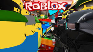 Un fondo de pantalla en HD de avatares enfrentándose en el juego en línea Roblox.