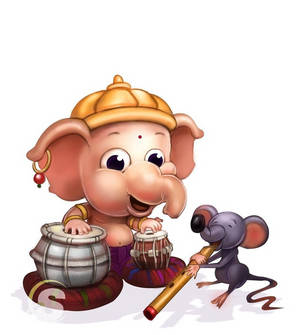 Bebé Ganesh Arte de Tambor con Rata — Motorola Razr Fold Fondos de pantalla