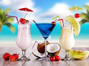 Fondo de pantalla de bebidas tropicales de melón, baya y Blue Curaçao — 4:3 Fondos de pantalla