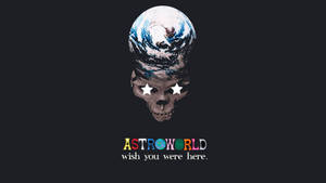 Fondo de pantalla estético genial de Astroworld con increíble diseño de arte de tierra con forma de cráneo. — iMac Fondos de pantalla