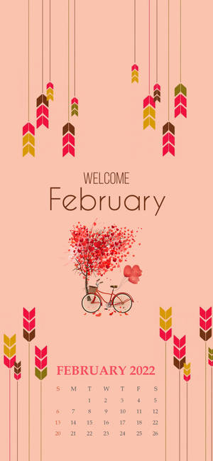 Fondo de pantalla de Bienvenido febrero en estética rosa — iPhone 17e Fondos de pantalla