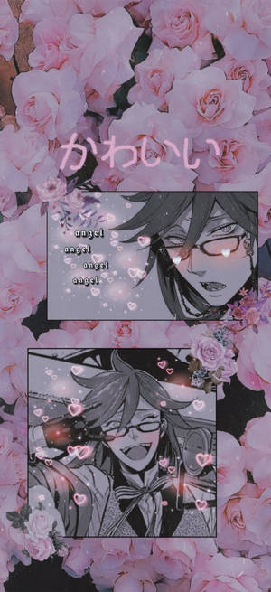 Fondo de pantalla Black Butler Rosa Estético Floral Grell — iPhone 14 Fondos de pantalla