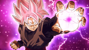 Black Goku con efecto de relámpago rosa