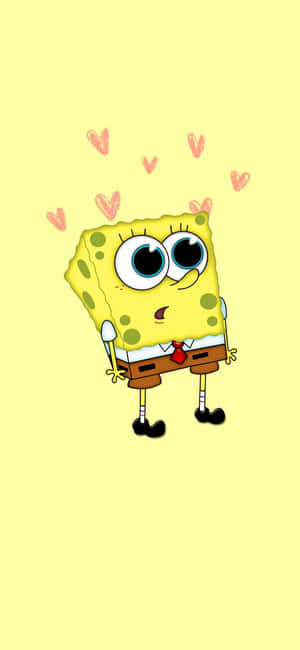 Bob Esponja estético con mini corazones — Motorola Edge 70 Fusion Fondos de pantalla