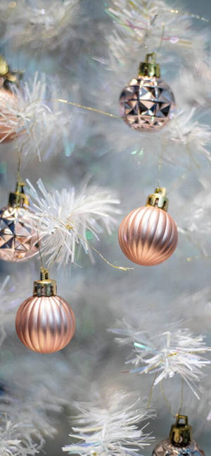Bolas Navideñas Simples en Rosa Dorado — Estética Simple Fondos de pantalla
